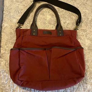 Canvas with leather trim tote bag